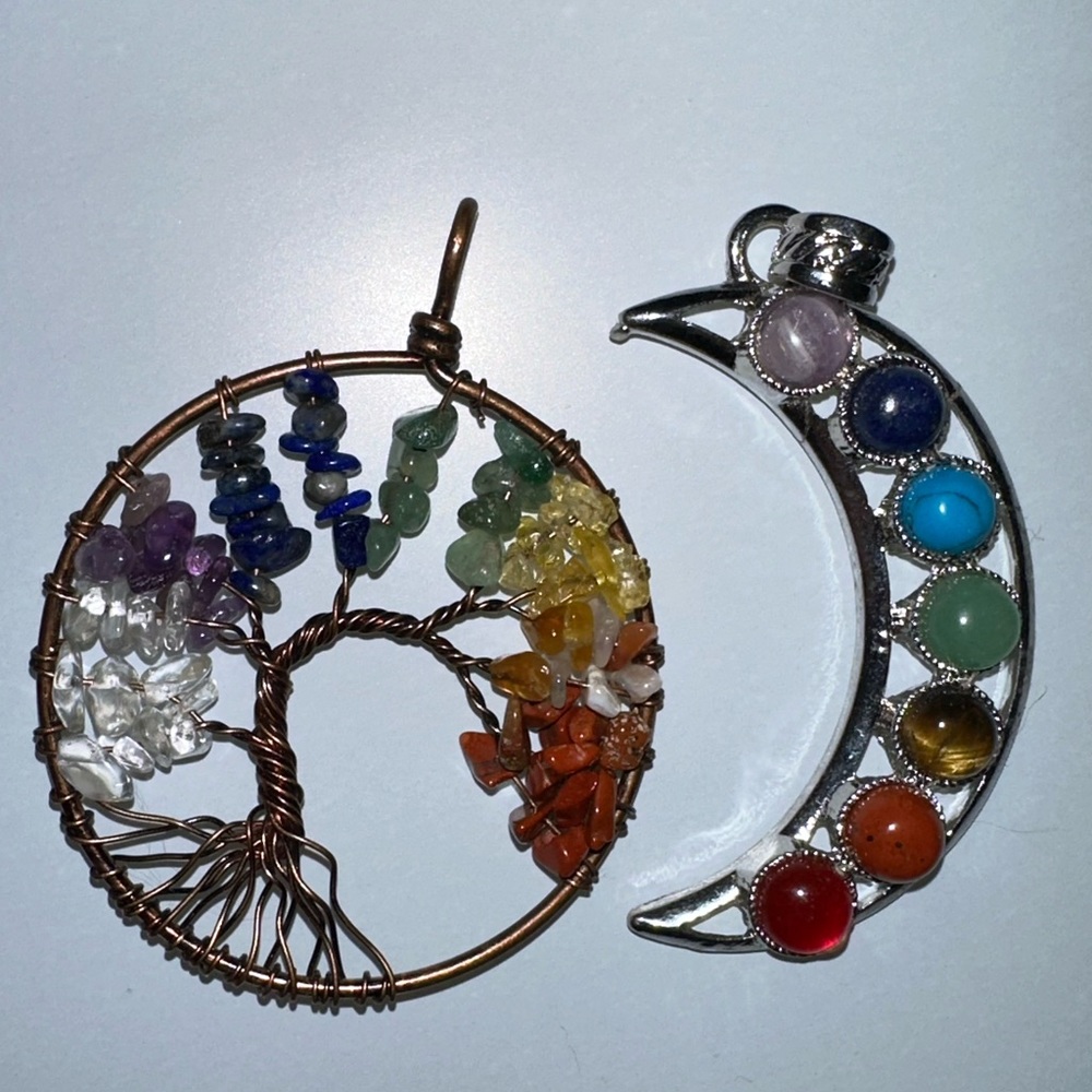 Tree of Life and Chakra Half Moon pendants 🪄🌙🌟